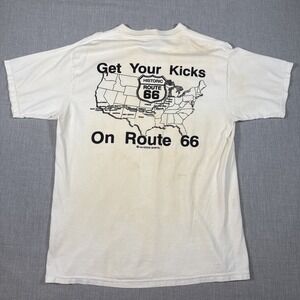 1994 Good Shirts Vintage Get Your Kicks On Route 66 Distressed Stained Medium